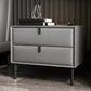 Leather Top Nightstand  with Drawers Glam Night Table with 4 Legs