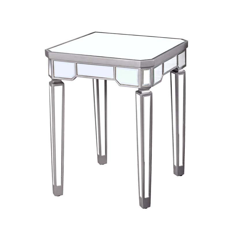 Modern de 25.6 "de altura 4 patas Mesa de vidrio cuadrada Top de vidrio superior