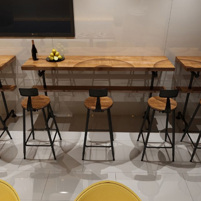 Brown Modern Style Bar Table Pine Wood and Metal Coffee Shop Bar Table Clearhalo 'Bar Furniture' 'Bar Tables' 'bar_tables' 'furn' 'furn_bar_tables' 'Furniture' 'furniture_bar_tables' 'Kitchen & Dining Furniture' 1200x1200_d4fde963-3b8d-4901-a766-cbdde5b2ffc0
