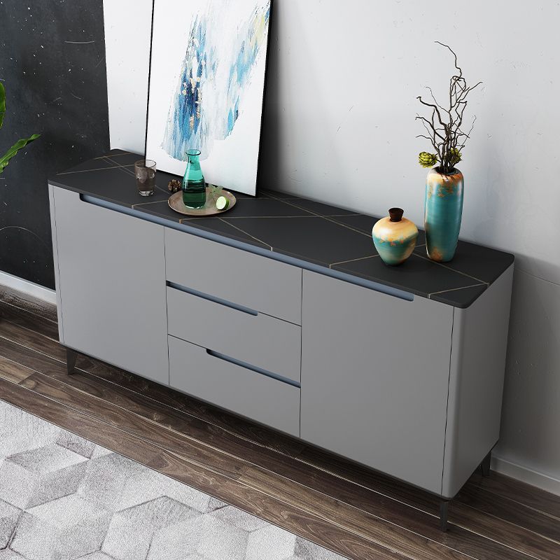 Modern Antique Finish Credenza 3 Drawer Sintered Stone Sideboard Cabinet Clearhalo 'buffet_sideboard' 'Buffets & Sideboards' 'furn' 'furn_buffet_sideboard' 'Furniture' 'Kitchen & Dining Furniture' 1200x1200_d4fec3a4-54ba-4700-aa6f-42a1f356bc95