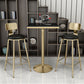 Glam Footrest Indoor Counter Stool Leather Round Dining Stool with Gold Base