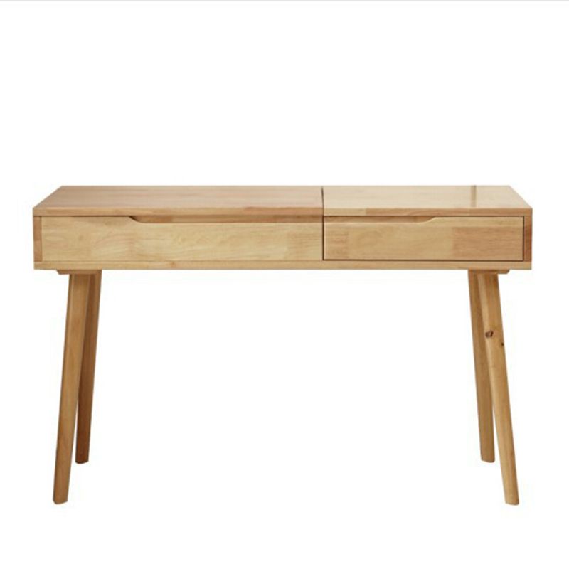 Nordic Flip-Top Vanity Dressing Table Set with Stool 1-Drawer Wood Vanity Table Clearhalo 'Bedroom Furniture' 'furn' 'furn_makeup_vanities' 'Furniture' 'Makeup Vanities' 'makeup_vanities' 1200x1200_d50058a1-83f5-4d00-a422-2f12eedff8c9