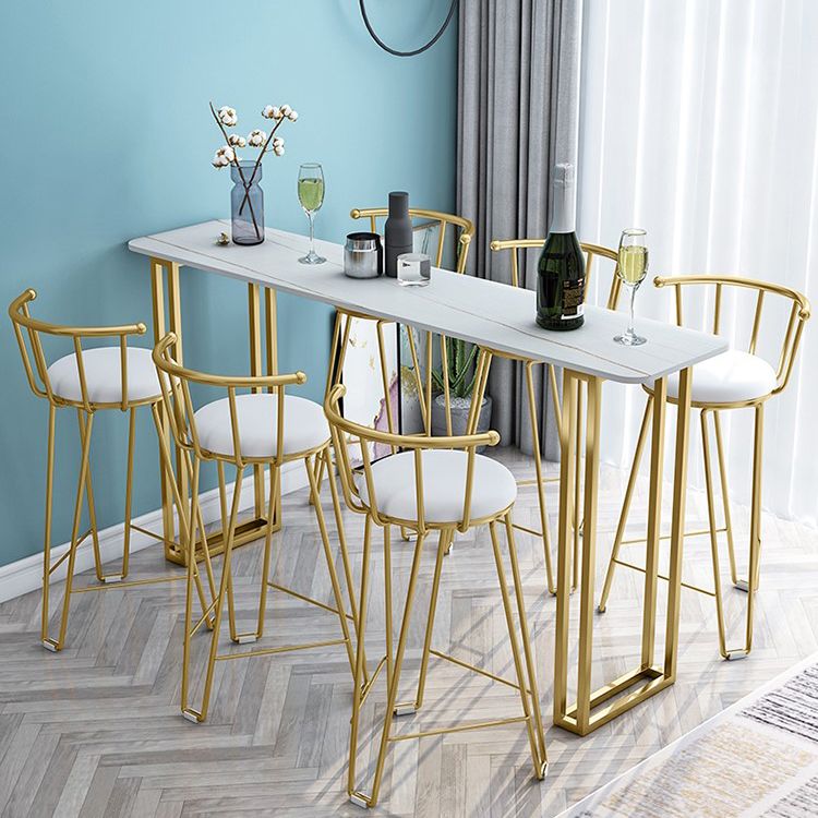 Modern Marble Counter Table with Rectangle Table Top Sled Table - 42" H Clearhalo 'Bar Furniture' 'Bar Tables' 'bar_tables' 'furn' 'furn_bar_tables' 'Furniture' 'furniture_bar_tables' 'Kitchen & Dining Furniture' 1200x1200_d501833f-a8b1-47e2-8f62-f9481bf4380a
