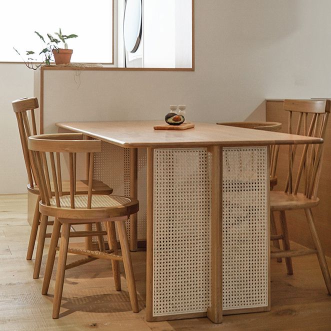 Rectangle Wooden Table Modern Red Oak Table in Nature with Double Pedestal Clearhalo ' dining_table' 'Dining Tables & Seating' 'Dining Tables' 'furn' 'furn_dining_table' 'Furniture' 'furniture_dining_table' 'Kitchen & Dining Furniture' 'kitchen&dining_furn' 'kitchen' 'kitchen_dining_table' 1200x1200_d5033bb8-6320-4b48-8701-be6eb69b438d