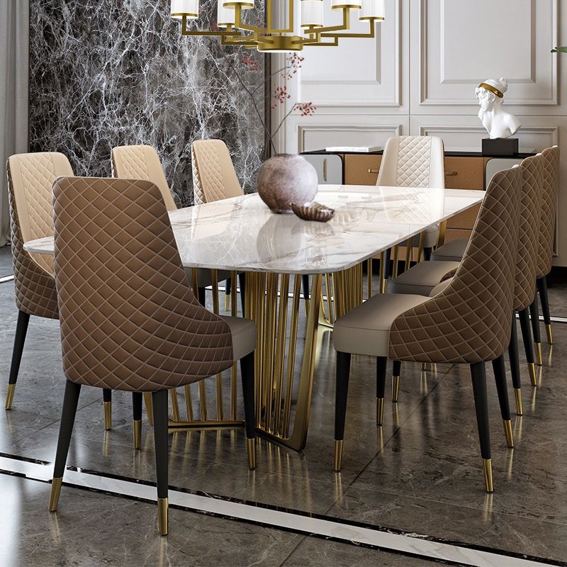 Luxury Sintered Stone Top Dining Set Rectangle 1/4/5/7/9 Pieces Dining Room Table Set Clearhalo 'Dining Room Sets' 'Dining Tables & Seating' 'dining_room_set' 'furn' 'furn_dining_room_set' 'Furniture' 'furniture_dining_room_set' 'Kitchen & Dining Furniture' 1200x1200_d5039be5-314d-4ec8-ba8a-cb7f249fde0e