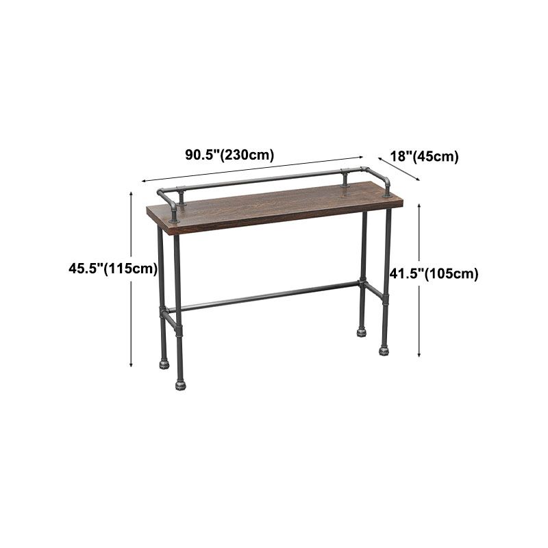Industrial Black Iron Bar Table Brown Wood Rectangle Top 41.3"H Bistro Table Clearhalo 'Bar Furniture' 'Bar Tables' 'bar_tables' 'furn' 'furn_bar_tables' 'Furniture' 'furniture_bar_tables' 'Kitchen & Dining Furniture' 'kitchen&dining_furn' 'kitchen' 1200x1200_d504cb3d-3df8-4ad8-ab91-b7ee1824026f