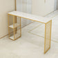 1/3 pièces Glam Iron Bistro Ensemble rectangle White Faux Marble Bar Table Tablet avec étagère