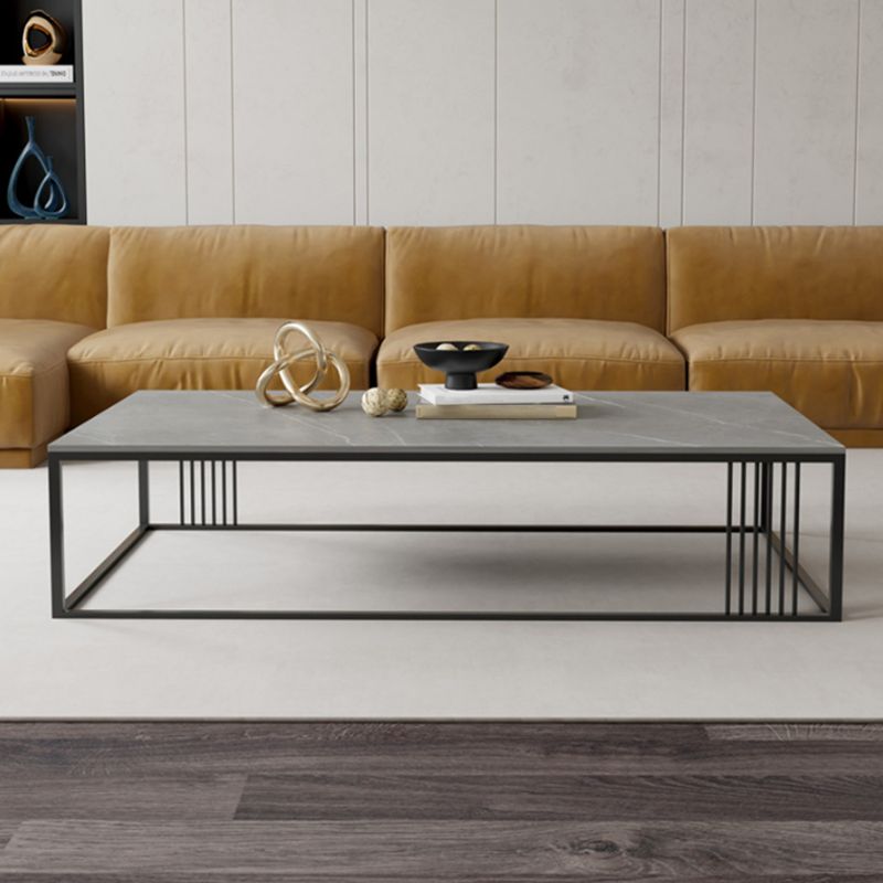 Contemporary 17.7" H Coffee Table Rectangular Stone Top Simple Cocktail Table Clearhalo 'Coffee & Accent Tables' 'Coffee Tables' 'coffee_tables' 'furn' 'furn_coffee_tables' 'Furniture' 'Living Room Furniture' 1200x1200_d505cf2c-87f8-4ae2-8f79-345ea2b1a2df
