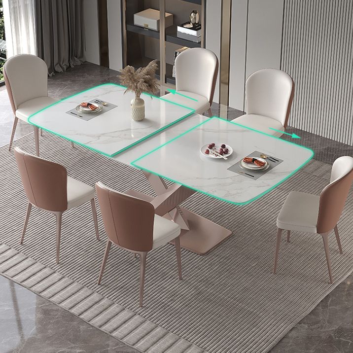 Modern 1/4/5/7 Pieces Silver Dining Table Set with Sintered Stone Top Scalable Dinette Set Clearhalo 'Dining Room Sets' 'Dining Tables & Seating' 'dining_room_set' 'furn' 'furn_dining_room_set' 'Furniture' 'furniture_dining_room_set' 'Kitchen & Dining Furniture' 1200x1200_d5063f7f-38f0-484d-8bbc-fc665ccc3a5c