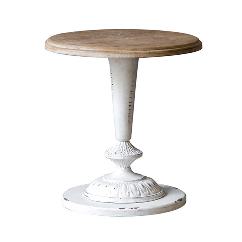 Pedestal Distressed End Table French Country Round Side End Table Clearhalo 'Coffee & Accent Tables' 'End & Side Tables' 'end_side_tables' 'furn' 'furn_end_side_tables' 'Furniture' 'Living Room Furniture' 1200x1200_d5085d40-af21-4a58-9de4-557694f2ae45