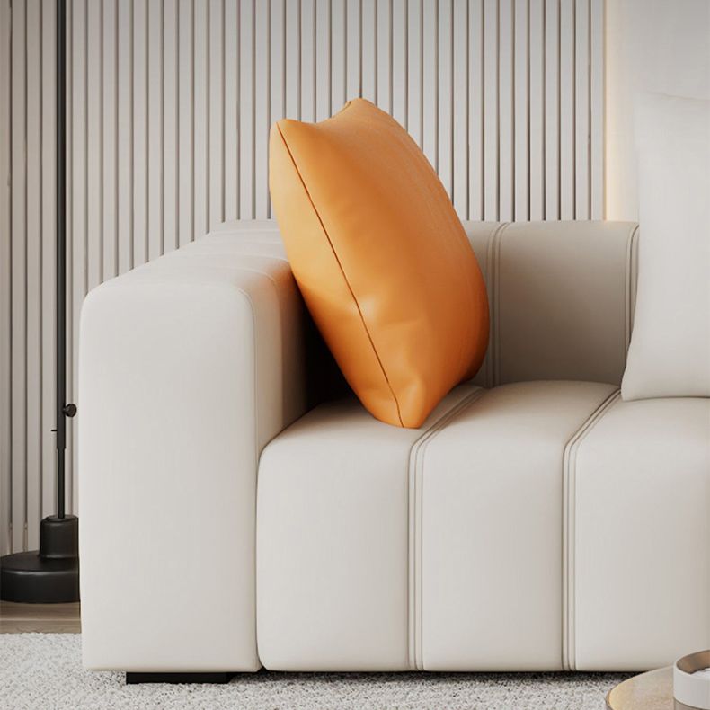Contemporary White Sectional Sofa with Square Arms and Channel Back Clearhalo 'furn' 'furn_sectionals' 'Furniture' 'Living Room Furniture' 'Sectionals' 1200x1200_d5098bd5-2456-4d31-9fcf-b4fa5ba2ea9f