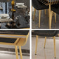 Contemporary Style Marble Table with White Table and 4 Gold Legs Base for Home Use Clearhalo 'Dining Room Sets' 'Dining Tables & Seating' 'dining_room_set' 'furn' 'furn_dining_room_set' 'Furniture' 'furniture_dining_room_set' 'Kitchen & Dining Furniture' 'kitchen&dining_furn' 'kitchen' 1200x1200_d509a98d-2538-40ae-89e4-53ad1b5632fb