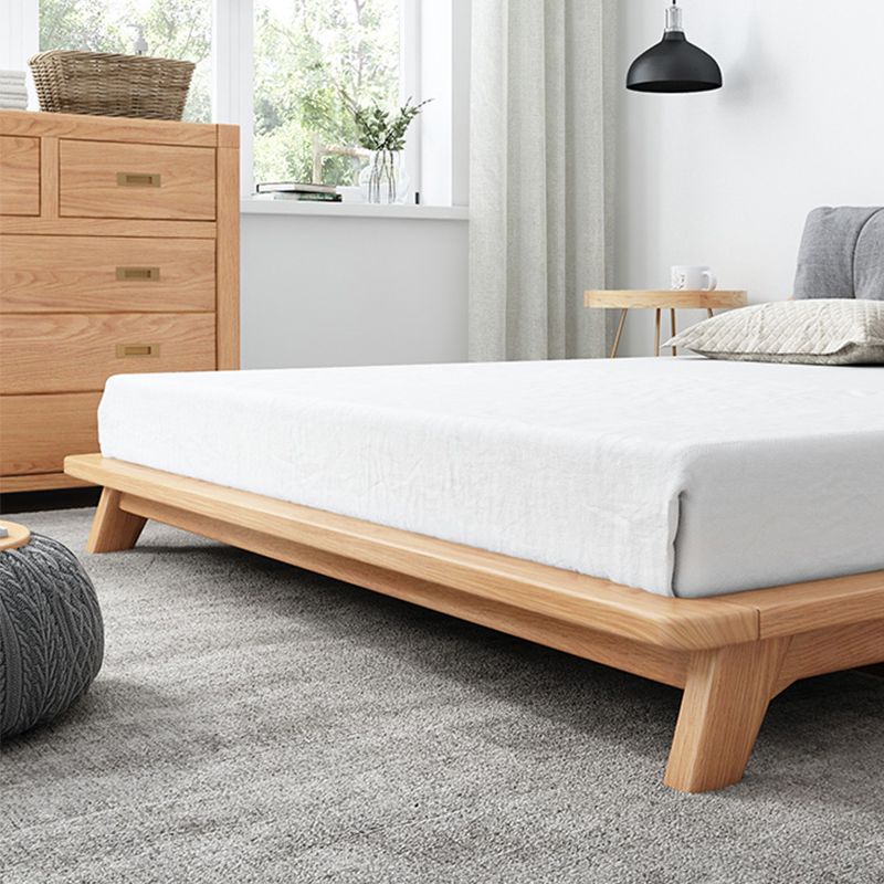 Midden-eeuws modern bedframe massief houten standaard bed as gestoffeerd hoofdeinde hoofdeinde