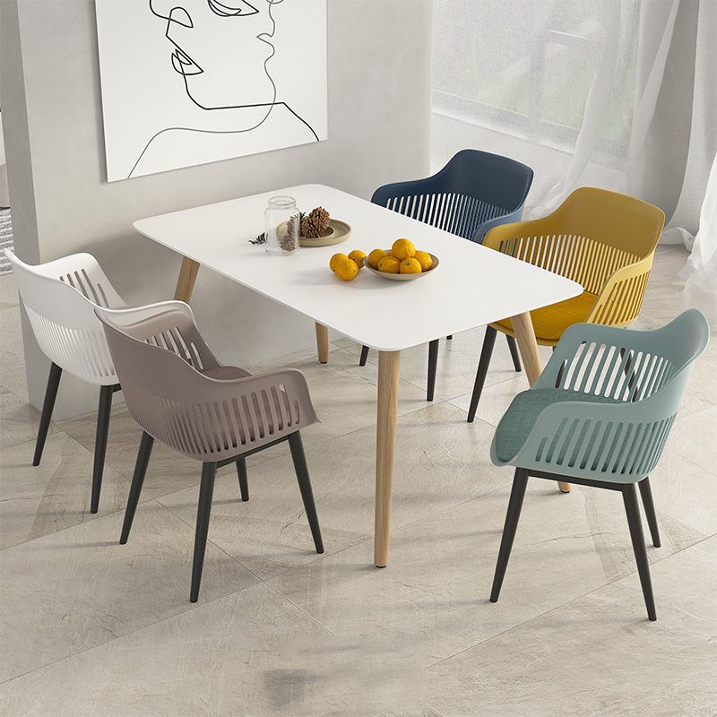 Plastic Arm Chair Modern Style Open Back Chair for Dining Room