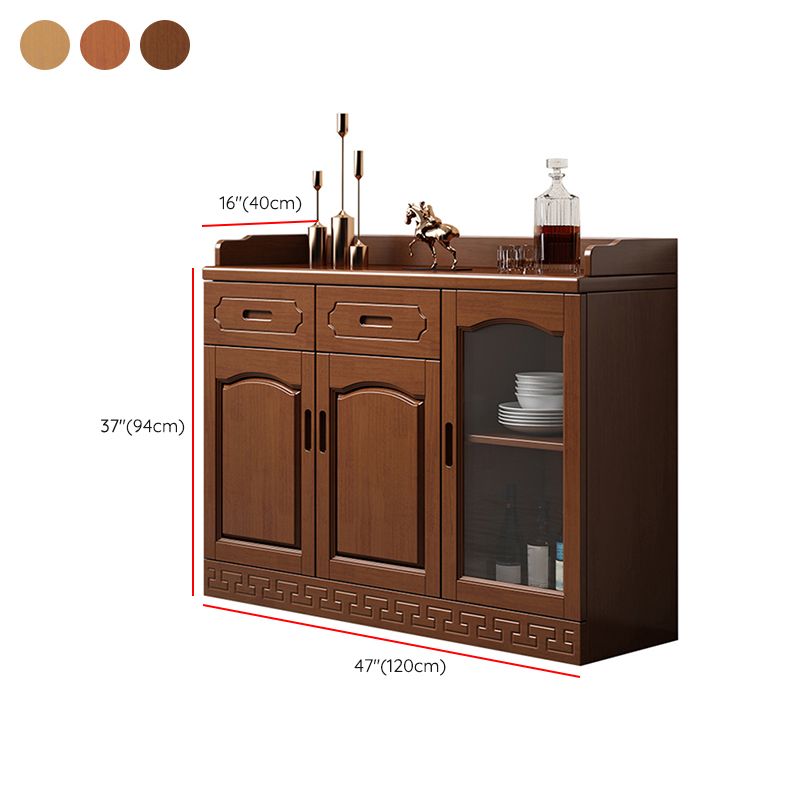 Contemporary Sideboa Wood Glass Doors Side Board with Drawers and Cabinets Clearhalo 'buffet_sideboard' 'Buffets & Sideboards' 'furn' 'furn_buffet_sideboard' 'Furniture' 'Kitchen & Dining Furniture' 1200x1200_d50d7f73-c0a5-43e5-bbaa-99face10a9d7