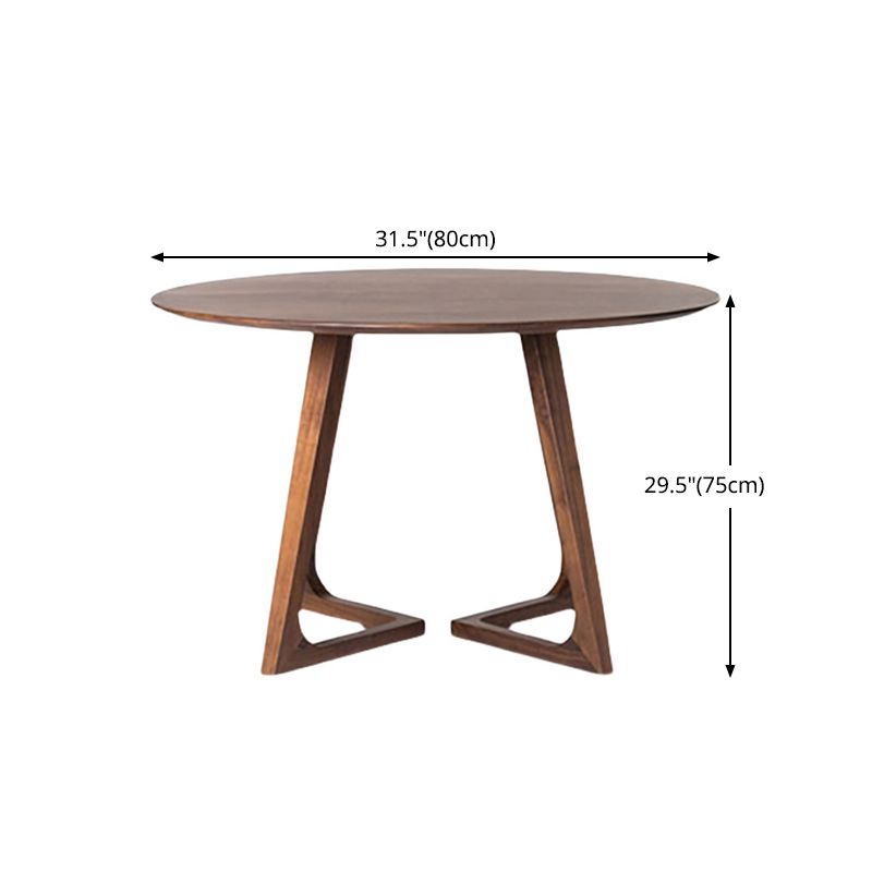 Mesa de comedor redonda de madera maciza de pino, mesa moderna con pedestal doble