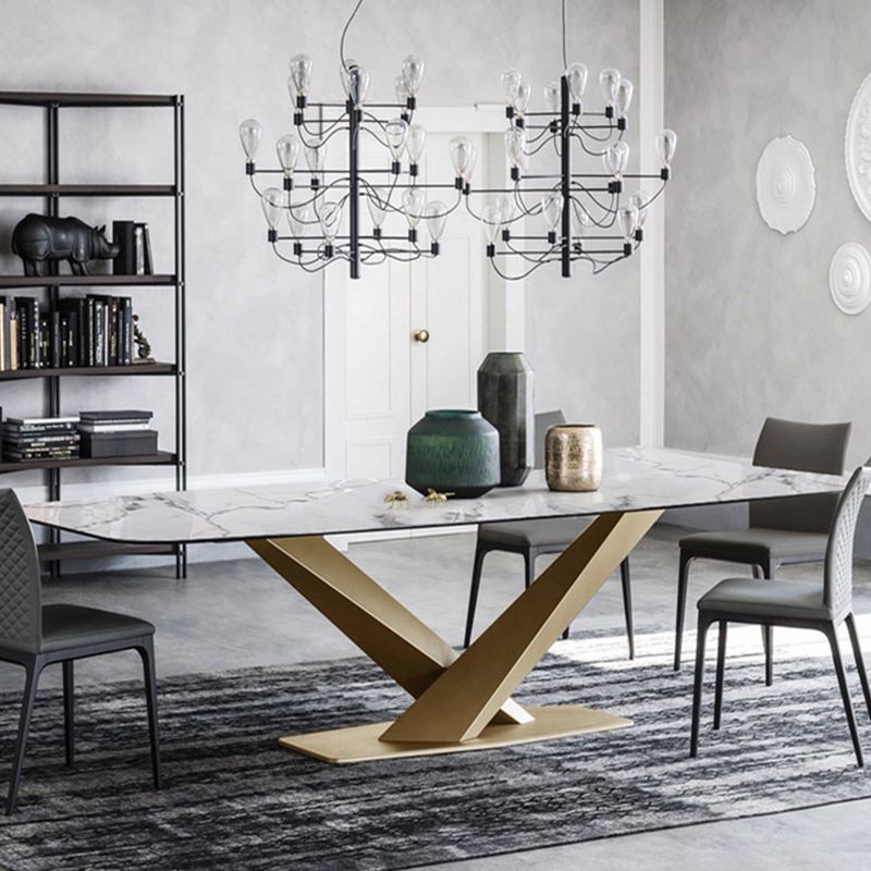 Metal Traditional Luxury Rectangle Table Sintered Stone Dining Table with Pedestal Base Clearhalo ' dining_table' 'Dining Tables & Seating' 'Dining Tables' 'furn' 'furn_dining_table' 'Furniture' 'furniture_dining_table' 'Kitchen & Dining Furniture' 'kitchen&dining_furn' 'kitchen' 'kitchen_dining_table' 1200x1200_d510e602-ec12-4387-82b5-01e659e3d466