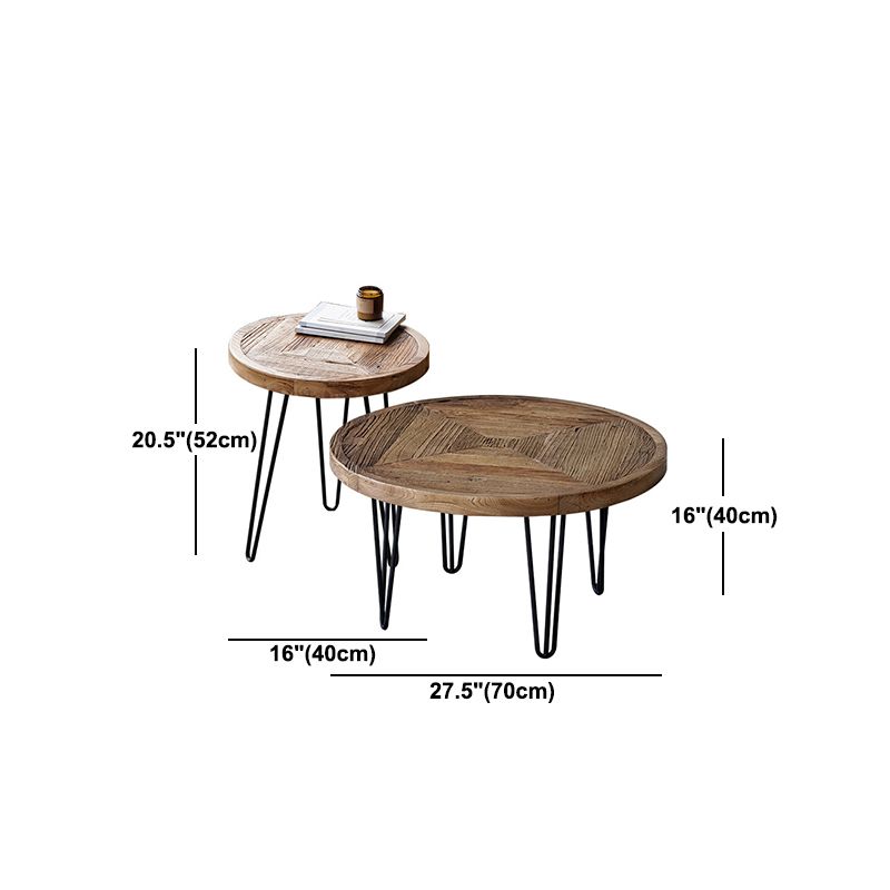 Nordic Style Cocktail Table Brown Elm Wood Top Metal Base Round/square Coffee Table Clearhalo 'Coffee & Accent Tables' 'Coffee Tables' 'coffee_tables' 'furn' 'furn_coffee_tables' 'Furniture' 'furniture_coffee_tables' 'Living Room Furniture' 1200x1200_d51147b3-21df-42e6-9f81-999c9d7b80c7