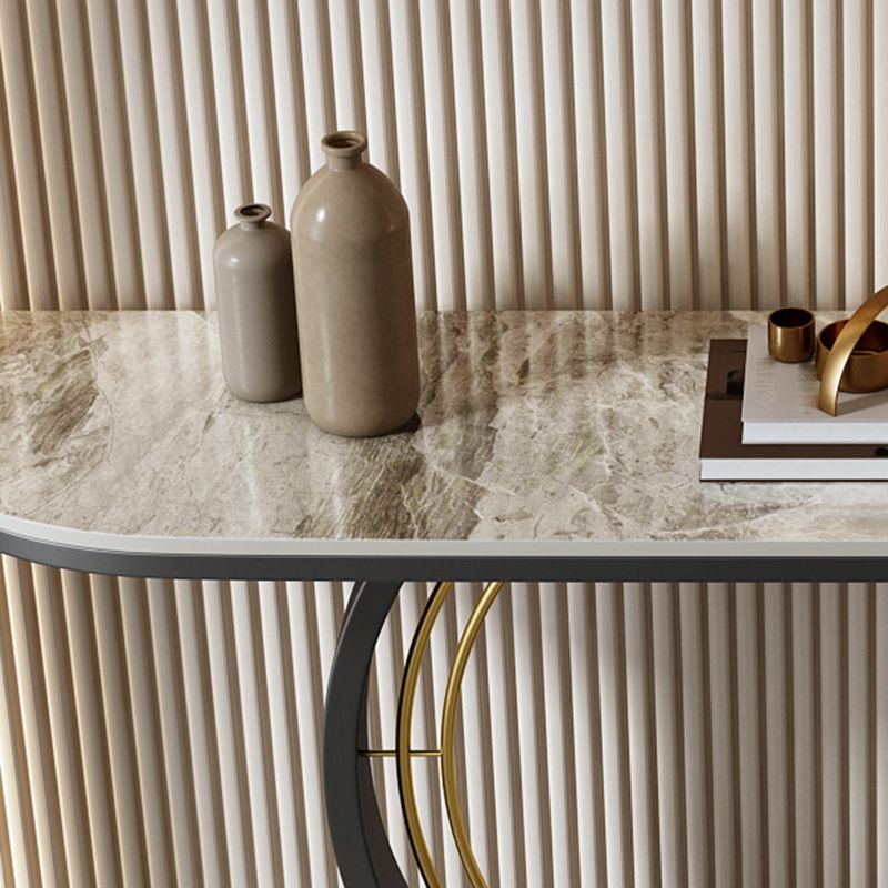 Tavolo da ardesia astratto di ardesia/console metallica resistente alla mezza luna