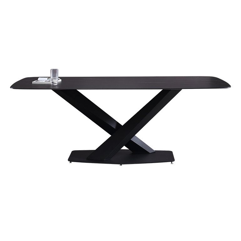 Contemporary Rectangle Dining Room Table Sintered Stone Table with Pedestal Base Clearhalo ' dining_table' 'Dining Tables & Seating' 'Dining Tables' 'furn' 'furn_dining_table' 'Furniture' 'furniture_dining_table' 'Kitchen & Dining Furniture' 'kitchen&dining_furn' 'kitchen' 'kitchen_dining_table' 1200x1200_d5143180-cd6c-464d-b961-78854b52cfd6