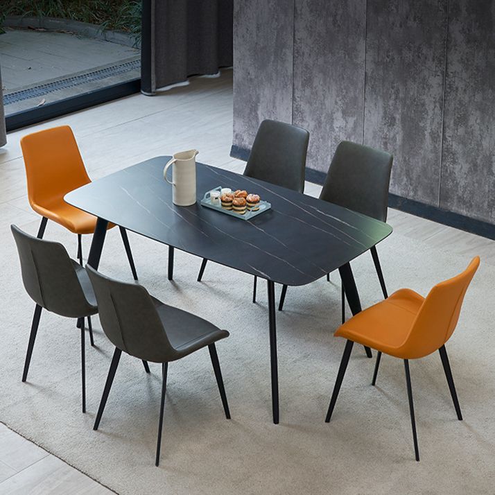 Contemporary Dining Room Chairs Matte Finish Leather Curved Parsons Armless Chair Clearhalo ' kitchen&dining_furn' 'Dining Chairs' 'Dining Tables & Seating' 'dining_chair' 'furn' 'furn_dining_chair' 'Furniture' 'furniture_dining_chair' 'Kitchen & Dining Furniture' 'kitchen' 1200x1200_d51767bf-6a62-4a51-8890-d44cb1463c67