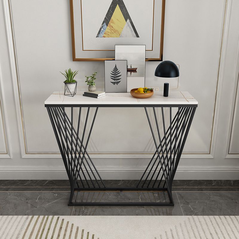 Modern Stone Console Sofa Table Rectangle Iron End Table for Hall Clearhalo 'Console Tables' 'console_tables' 'Entry & Mudroom Furniture' 'furn' 'furn_console_tables' 'Furniture' 1200x1200_d517ffd2-b14c-47ea-9993-18da0ba3d587