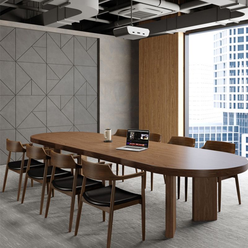 Pine Wood Top Dining Table Modern Oval Dining Table with 4 Legs Clearhalo 'Dining Tables & Seating' 'Dining Tables' 'dining_table' 'furn' 'furn_dining_table' 'Furniture' 'furniture_dining_table' 'Kitchen & Dining Furniture' 'kitchen' 'kitchen_dining_table' 1200x1200_d5182b11-b463-4f2f-be80-4c40803e106c