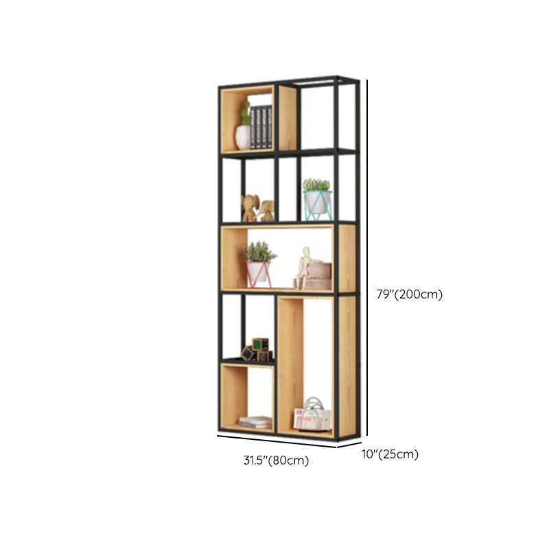 Natural Standard Bookcase Industrial Wooden Open Back Bookshelf Clearhalo 'Bookcases' 'furn' 'furn_bookcases' 'Furniture' 'Office Furniture' 1200x1200_d5190f09-d395-4306-887c-c3064d433a3c