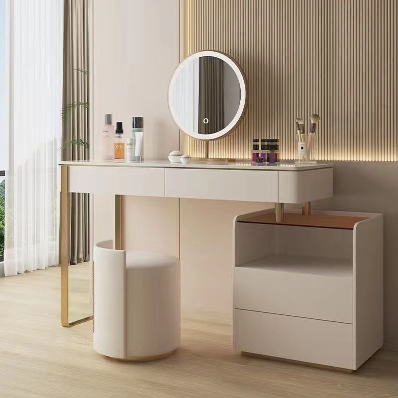 Glam weißes Make-up Eitelkeit mit 4 Lagerschubladen Holz Waschtisch, 15,74 "breit