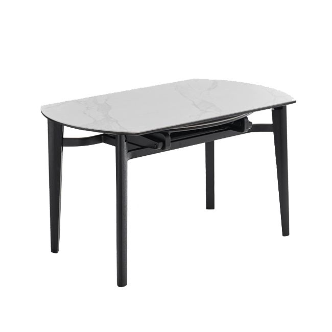 Contemporary Collapsible Sintered Stone Dining Room Table with 4 Solid Wood Legs Kitchen Dining Set Clearhalo 'Dining Room Sets' 'Dining Tables & Seating' 'dining_room_set' 'furn' 'furn_dining_room_set' 'Furniture' 'furniture_dining_room_set' 'Kitchen & Dining Furniture' 'kitchen&dining_furn' 'kitchen' 1200x1200_d51a9218-4611-4262-831f-b5508d2228d7