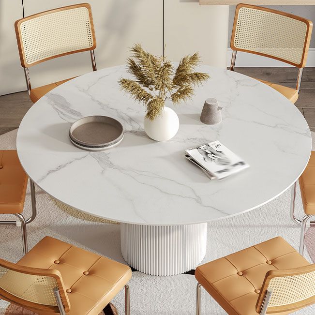 Modern 1/4/5/7 Pieces Dining Set Round Stone Dining Table for Dining Room Clearhalo 'Dining Room Sets' 'Dining Tables & Seating' 'dining_room_set' 'furn' 'furn_dining_room_set' 'Furniture' 'furniture_dining_room_set' 'Kitchen & Dining Furniture' 1200x1200_d51b2fe1-5a92-4824-b72f-e2955917b25c