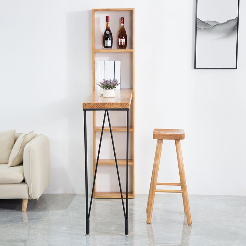 Modern Wood Natural Bistro Accent Dining Table Rectangle Bar Table with Wine Rack Clearhalo 'Bar Furniture' 'Bar Tables' 'bar_tables' 'furn' 'furn_bar_tables' 'Furniture' 'furniture_bar_tables' 'Kitchen & Dining Furniture' 'kitchen&dining_furn' 'kitchen' 1200x1200_d51b4226-2709-4e1f-8332-5b828e795914