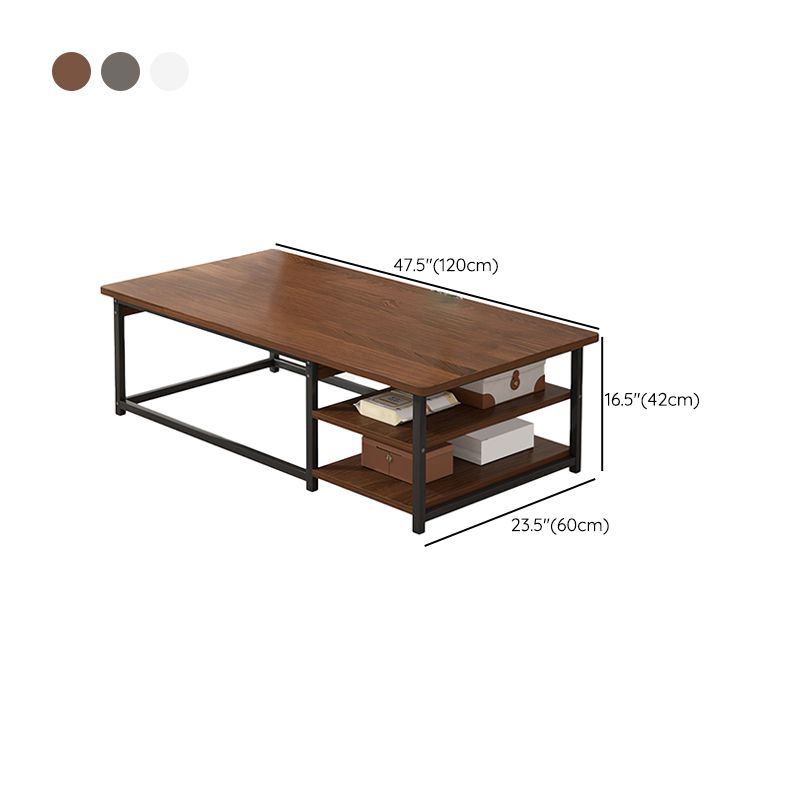 23.6" D Modern Rectangular Coffee Cocktail Table with 2-Shelf Clearhalo 'Coffee & Accent Tables' 'Coffee Tables' 'coffee_tables' 'furn' 'furn_coffee_tables' 'Furniture' 'Living Room Furniture' 1200x1200_d51b5199-981f-4ff9-911c-3627645742cc