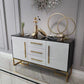 Glam Sideboard Buffet 3 Drawers and 2 Doors Cabinets Matte High Gloss Sideboard Clearhalo 'buffet_sideboard' 'Buffets & Sideboards' 'furn' 'furn_buffet_sideboard' 'Furniture' 'Kitchen & Dining Furniture' 1200x1200_d51c48a0-8830-45d2-9f33-3f9fba810211