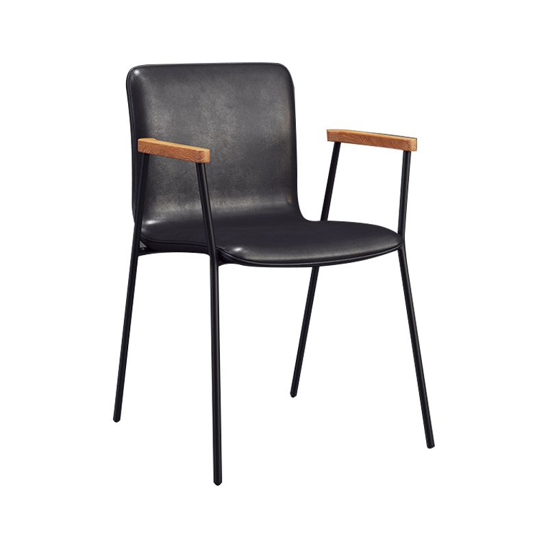 Scandinavian Design Solid Back Arm Side Chair Leather Dining Side Chair Clearhalo ' kitchen&dining_furn' 'Dining Chairs' 'Dining Tables & Seating' 'dining_chair' 'furn' 'furn_dining_chair' 'Furniture' 'furniture_dining_chair' 'Kitchen & Dining Furniture' 'kitchen' 1200x1200_d51c7ebc-155d-47ea-9a8d-6aed1d41ed75