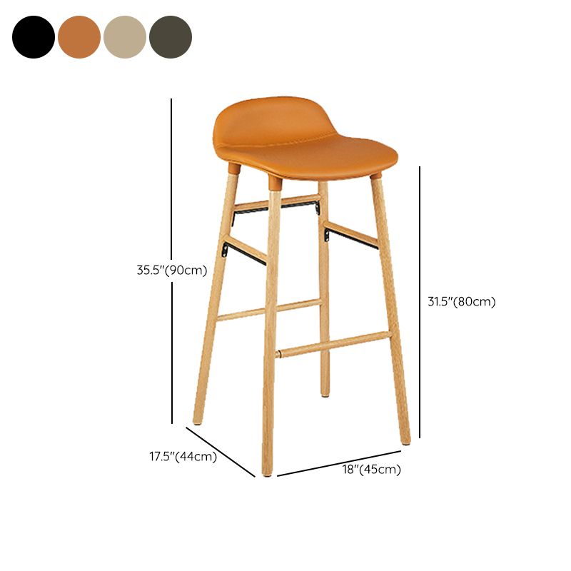 Faux Leather Counter Stool Modern Style Low Back Barstool with Solid Wood Legs Clearhalo 'Bar Furniture' 'Bar Stools' 'bar_stools' 'furn' 'furn_bar_stools' 'Furniture' 'Kitchen & Dining Furniture' 1200x1200_d5223077-492c-433e-a17f-34b7875971d7