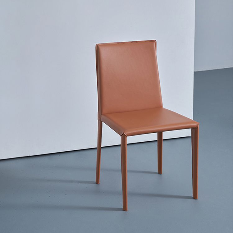 Sedia da pranzo in pelle moderna senza braccio sedie da pranzo in metallo per uso domestico