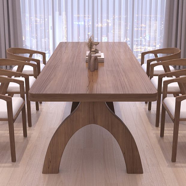 Contemporary Solid Wood Writing Desk 1-shelf Rectangle Office Desk in Brown