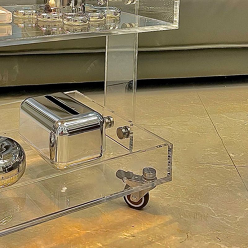 Ultra-Modern Plastic Rectangular End Table Double Tier Corner Table with Storage Clearhalo 'Coffee & Accent Tables' 'End & Side Tables' 'end_side_tables' 'furn' 'furn_end_side_tables' 'Furniture' 'Living Room Furniture' 1200x1200_d525cd66-9e9d-4c4e-a82c-64c407f5b62d