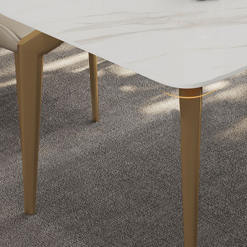 Glam Dining Table Set 1/5/7 Pcs Sintered Stone and Metal Dining Table with Armless Chairs Clearhalo 'Dining Room Sets' 'Dining Tables & Seating' 'dining_room_set' 'furn' 'furn_dining_room_set' 'Furniture' 'Kitchen & Dining Furniture' 1200x1200_d5279963-c53f-4c80-a82e-f40ee2bad56c
