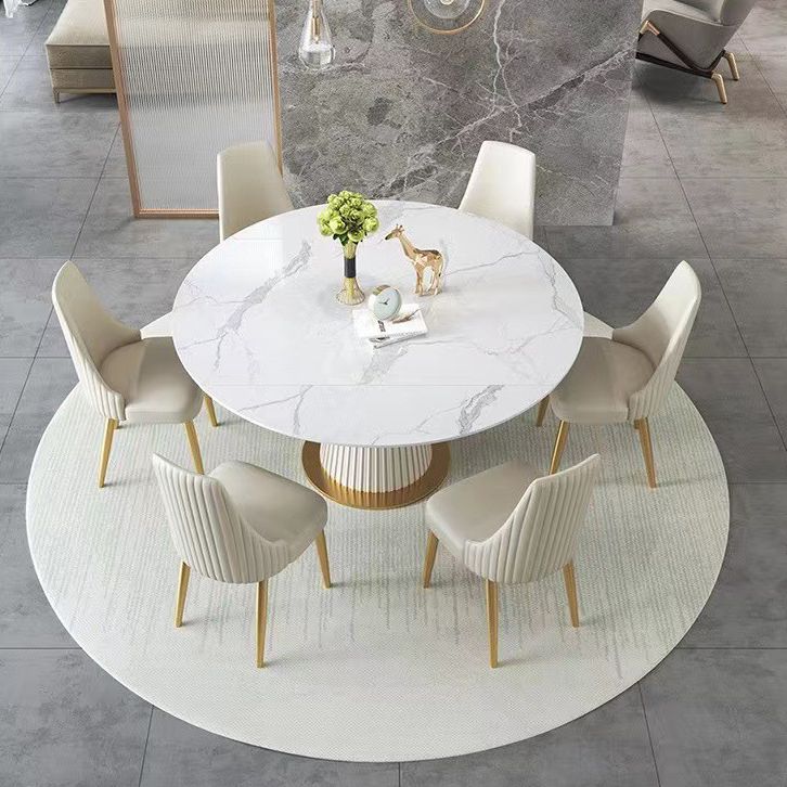 Scandinavian Round Dining Table Furniture 1/4/5/6/7 Pieces Leather Dining Room Chair Set Clearhalo 'Dining Room Sets' 'Dining Tables & Seating' 'dining_room_set' 'furn' 'furn_dining_room_set' 'Furniture' 'Kitchen & Dining Furniture' 1200x1200_d5284346-6064-4880-94e5-5f03fd29a2bc