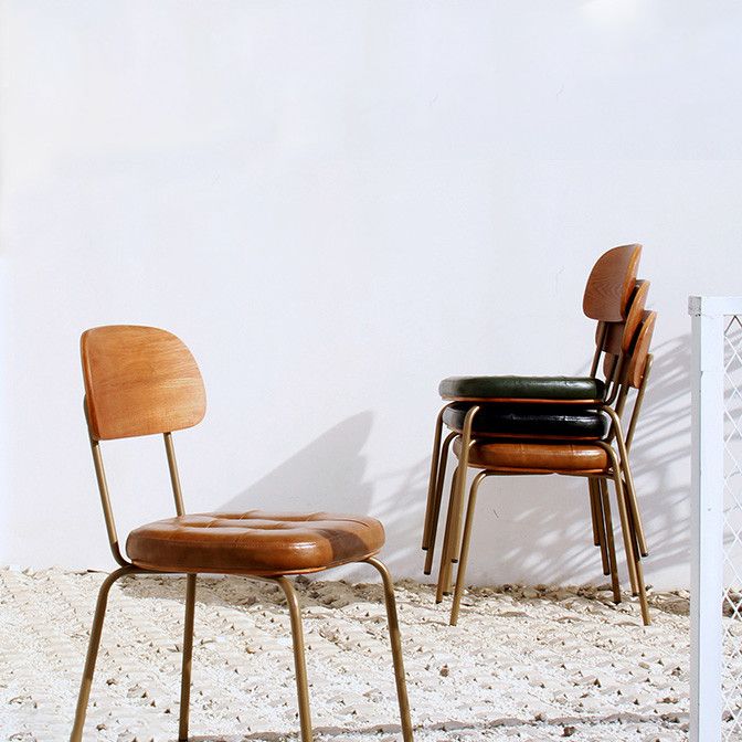 Industrial Style PU Leather Dining Chairs Open Back Dining Arm Side Chairs for Home Clearhalo ' kitchen&dining_furn' 'Dining Chairs' 'Dining Tables & Seating' 'dining_chair' 'furn' 'furn_dining_chair' 'Furniture' 'furniture_dining_chair' 'Kitchen & Dining Furniture' 'kitchen' 1200x1200_d52bc40c-7999-4809-8fa0-2863b13dfc5e