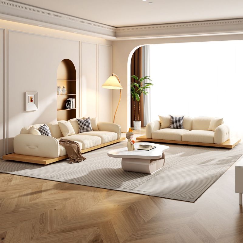 Divano sezionale di velluto contemporaneo con cuscini posteriori e braccia quadrate