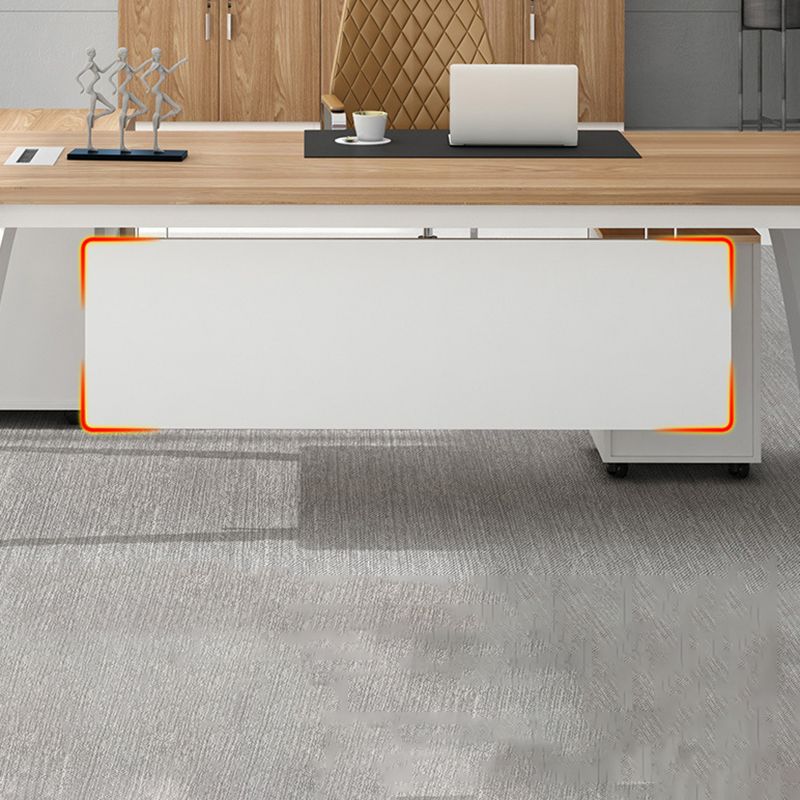 Destina di computer rettangolari di gestione dei cavi scrivania naturale con gambe metalliche