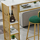 Modern White Artificial Wood Counter Table Rectangle Bar Table with Golden Legs