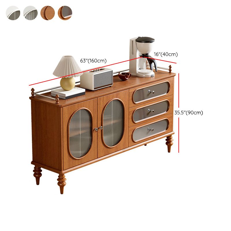 Scheda di vetro in legno in stile moderno Scheda laterale con cassetti e armadi