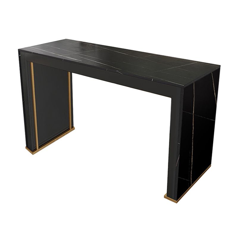 Modernes Bartisch-Set, 1/3-teilig, rechteckiger Bartisch mit Steinplatte und gepolsterte Hocker