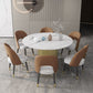 Glam 1/7 Pieces Dining Set Round Stone Dining Table for Dining Room Clearhalo 'Dining Room Sets' 'Dining Tables & Seating' 'dining_room_set' 'furn' 'furn_dining_room_set' 'Furniture' 'furniture_dining_room_set' 'Kitchen & Dining Furniture' 1200x1200_d52f2665-8b98-467f-9199-cc17d47a5c71