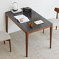 Stone Top Dining Table Traditional Luxury Rectangle Table with 4 Wood Legs