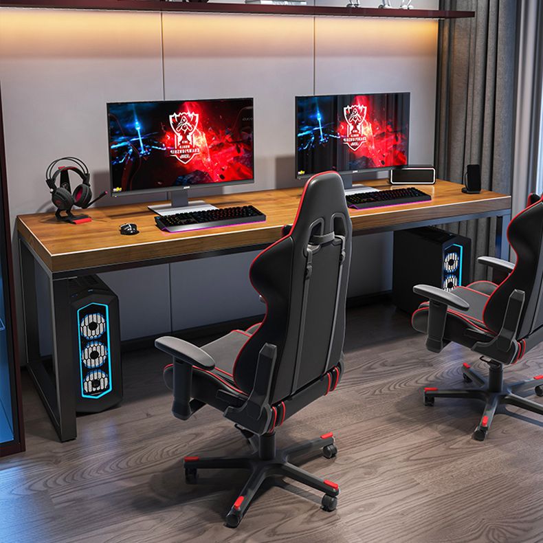 Scrivania rettangolare in legno massello scrivania da gioco industriale con gambe metalliche